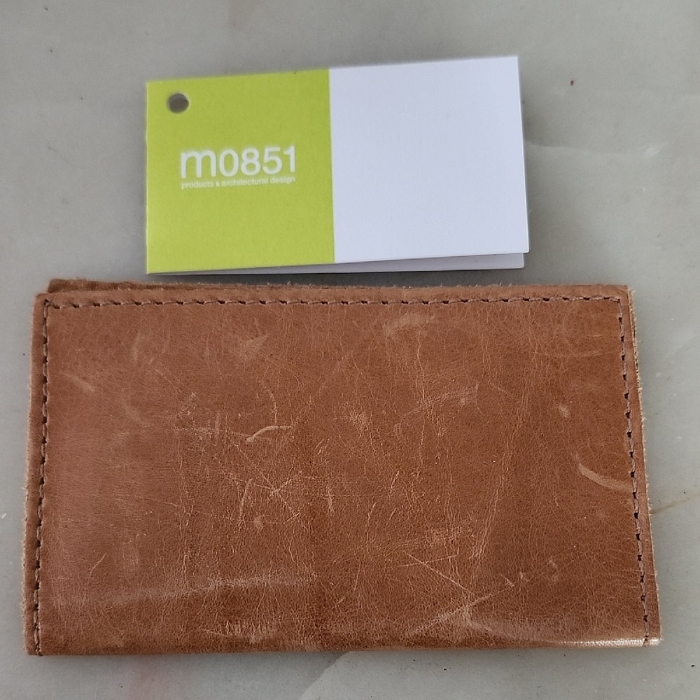 NWT M0851 Mens Cognac Porte Carte Leather Card Holder
